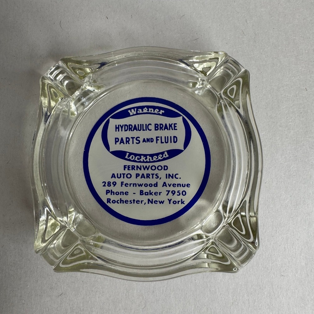 Vintage Wagner Lockheed Hydraulic Brake Parts Glass Ashtray Fernwood‎ Auto Parts